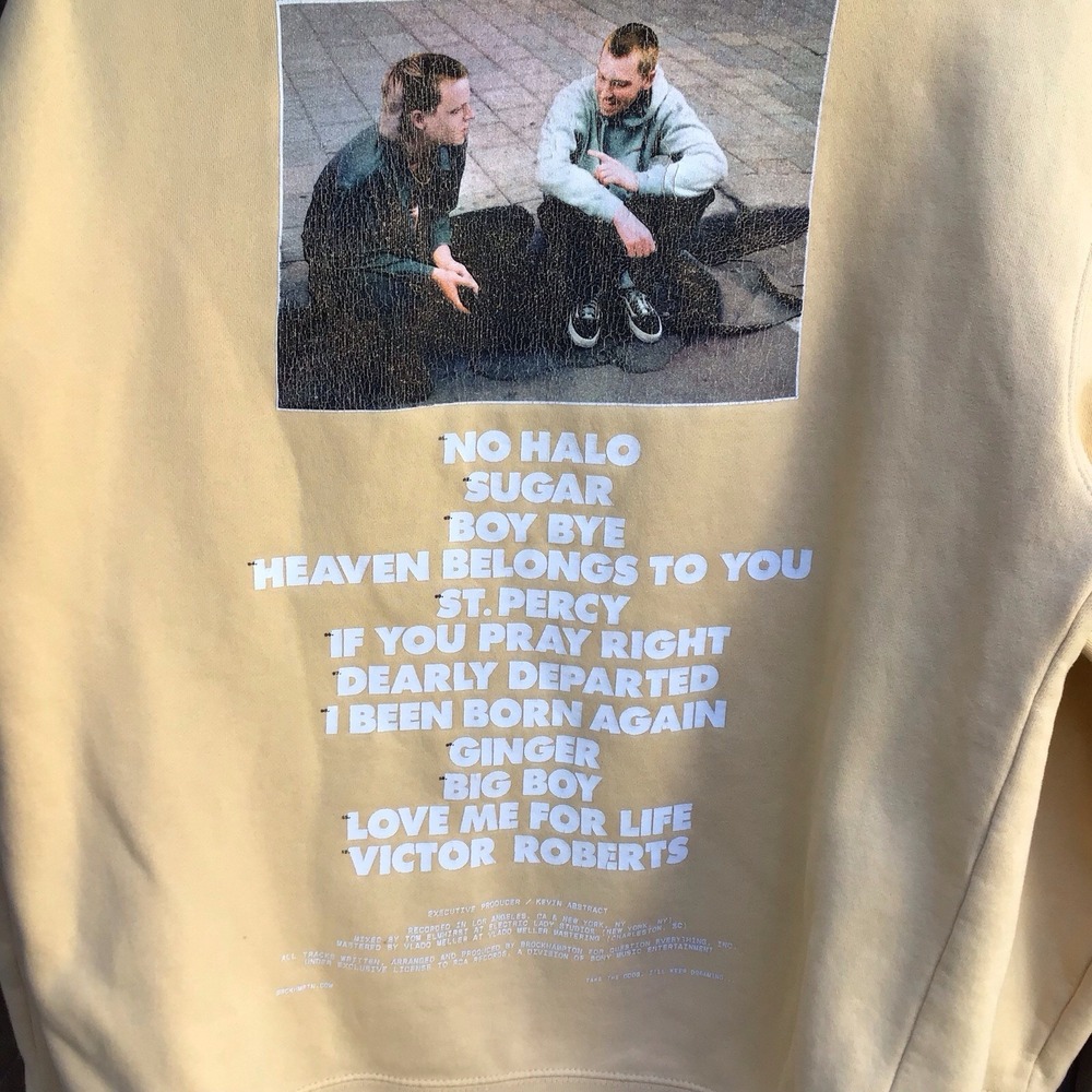 Brockhampton Ginger Album Hoodie Men's Medium Cream Yellow Graphic Pullover - Picture 6 of 7